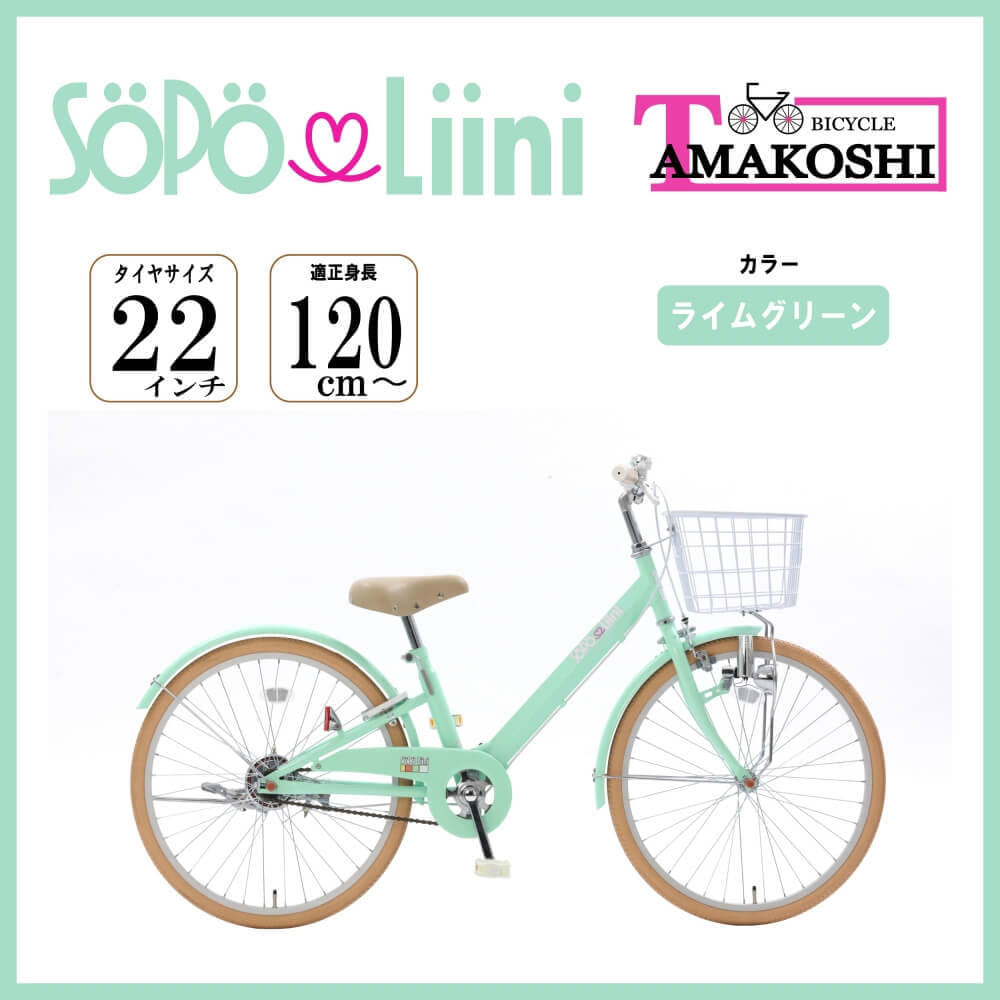超美品 自転車 22インチ 女の子 ミントグリーン 子供用自転車 22インチ オートライト ミントグリーン