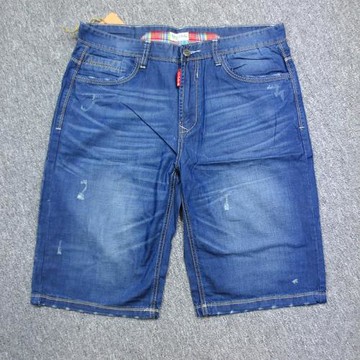 嘻哈夏季水洗純棉拉鏈牛仔五分褲