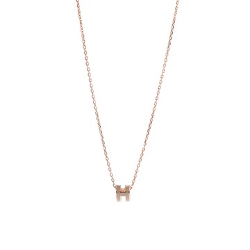 HERMES 愛馬仕 經典MINI POP H 項鍊(奶茶/玫瑰金)