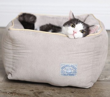 寵物軟墊寵物窩睡覺舒適貓窩小型狗窩寵物窩可拆洗好清洗寵物貓-黃/灰【AAA4372】