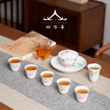 手繪茶具套裝手工羊脂玉女士功夫蓋碗茶杯陶瓷高檔輕奢2025新款