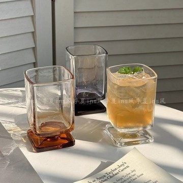 YOG-中古小衆設計美拉德矮腳杯ins風玻璃杯果汁杯氣泡水杯鷄尾酒杯子
