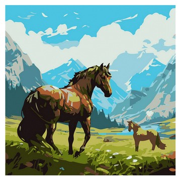 ArtLife 藝術生活 DIY 數字油畫 含框 AQ014 20 x 20cm  1組  策馬奔騰