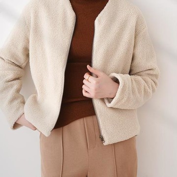 超值日單品牌秋冬新款簡單大方洋氣百搭V領羊羔絨短外套棉服27238