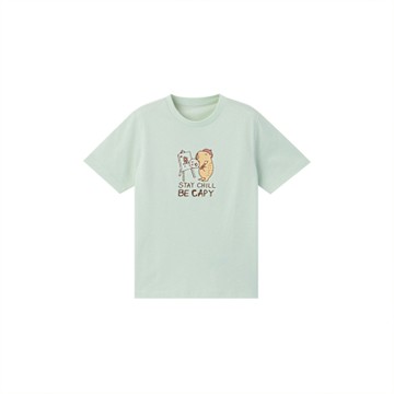 GIORDANO 童裝快樂水豚印花上衣 - 71 玉雕綠