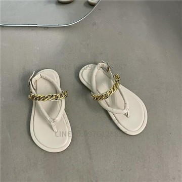 涼鞋法式夾趾女夏款平底一字海邊三亞人字涼拖鞋【倪醬小鋪】