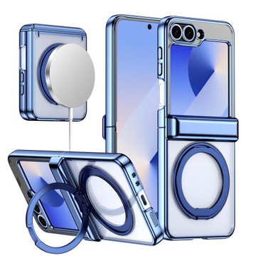 360旋轉支點殼適用三星Galaxy ZFlip7手機殼case透明電鍍w25flip鉸鏈磁吸支架zflip6保護套Magsafe無線充電殼