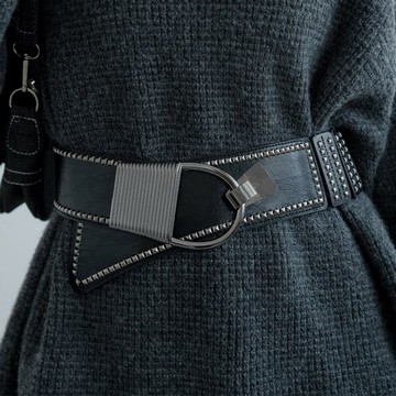 現貨★鉚釘朋克彈力腰封(黑色，S-M；S60-80/M70-90)1014 【NR0513】