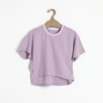 【出清優惠】簡約波浪棉T  白/紫