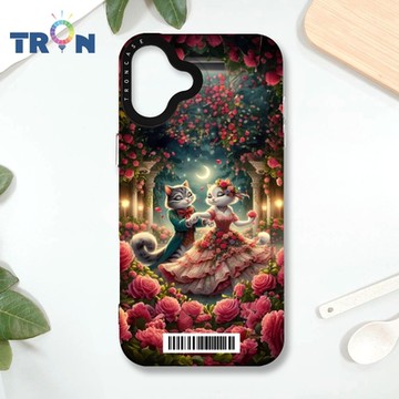 TRON IPHONE 16 PLUS 月光下玫瑰庭園跳舞的貓咪 防摔 MAGSAFE 磁吸 太空載具殼 透黑 手機殼