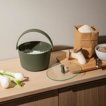 GREEN TOOL微波爐用炊飯鍋D20cm-綠 D20*H10.5cm