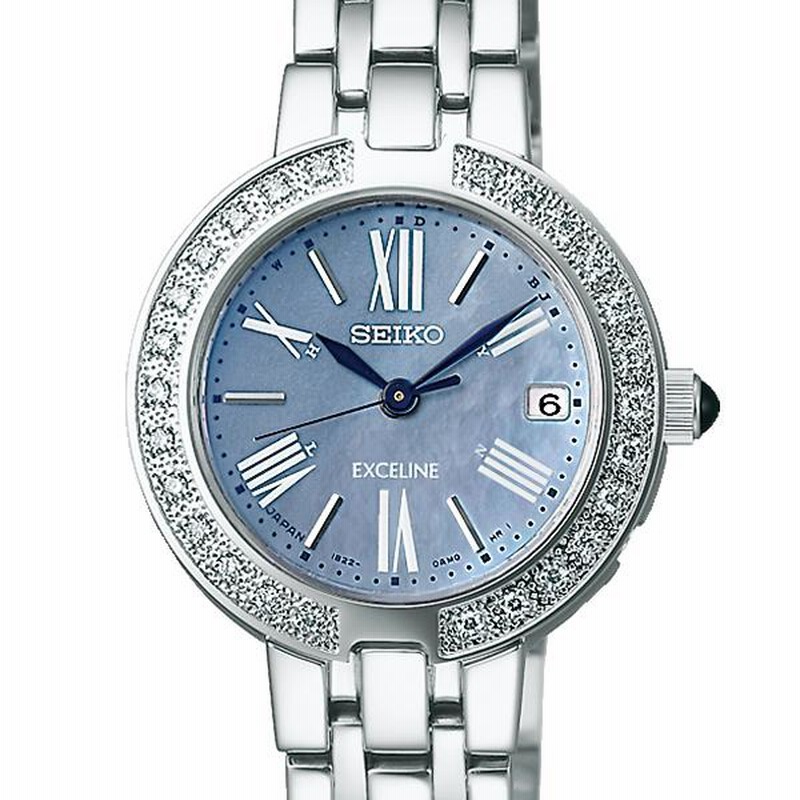 【未使用級・コマ付】SEIKO セイコー エクセリーヌ　ソーラー　ダイア　白蝶貝 セイコー ドルチェ＆エクセリーヌ Exceline Ladies ソーラー電波