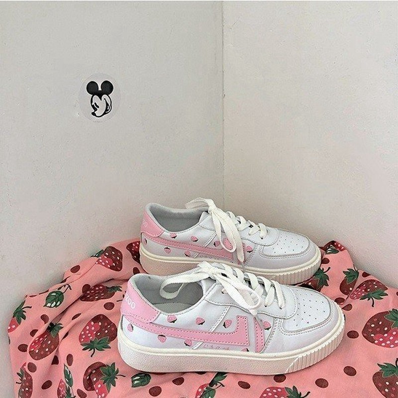 スニーカーレディースローカットスニーカーカジュアルシューズいちご可愛いスニーカー定番靴 新作 通販 Lineポイント最大get Lineショッピング