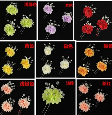 唐裝頭飾演出頭飾頭花珍珠 新娘秀禾旗袍頭飾頭花 漢服新娘頭飾