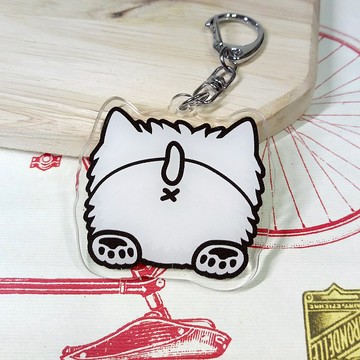 西高地白梗-屁股-壓克力吊飾(鑰匙圈)-雙面圖案-新廠商