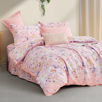 J-bedtime 床寢時光 舒柔棉兩用被床包組 台灣製 SW6789M-H  美麗花語  床包(150 x 186cm) + 被套(180 x210cm)枕套(45 x 75cm)  被套 + 床包 + 枕頭套2個  1組