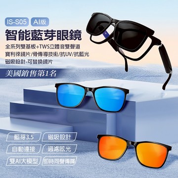 【台灣發貨】IS-S05 AI智能眼鏡 智能藍芽眼鏡 全系列雙基板+TWS立體音雙聲道 骨傳導技術磁吸框眼鏡 智能眼鏡