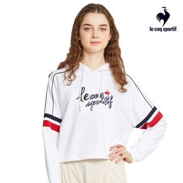 【LE COQ SPORTIF 法國公雞】女款白色潮流運動連帽T恤LOQ2283690