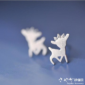 【Sayaka紗彌佳】耶誕元素甜美皇冠麋鹿耳環-耳針款