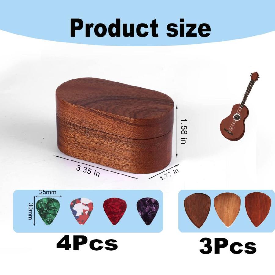 Guitar Pick Holder, Walnut Wood Guitar Pick Case with Wood Pick and Cel