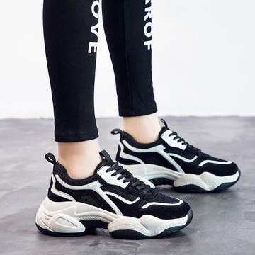 老爹鞋女2025春季新款百搭真皮秋季百搭黑色休閑厚底鞋爆款ins潮