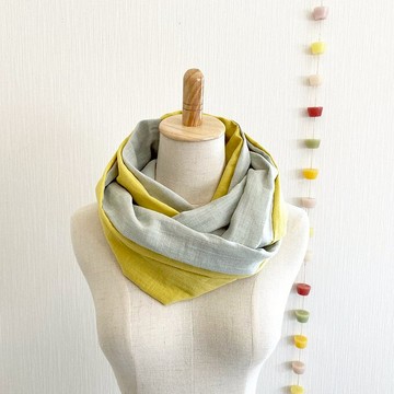 日本製造優質雙層紗布蓬鬆夢幻髮箍雙色長款黃薄荷綠