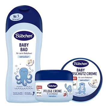 【貝臣Bubchen】萬用護膚膏150ml+雪花膏75ml+柔舒沐浴精1000ml