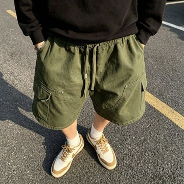 大尺碼純棉工裝五分褲 男 透氣寬版百搭短褲 夏季美式純棉短褲加大碼男款夏季伐木工裝褲子大口袋休閒五分褲潮0806