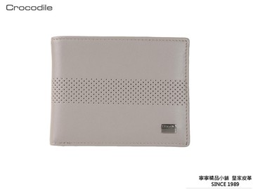 【全新品公司貨】Crocodile 鱷魚 全真皮附大拉鍊零錢袋男短夾 灰色【寧寧小舖/台中30年老店】8081-1