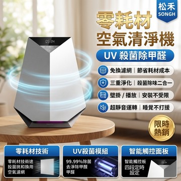 松禾SONGH 空氣净化器【德力净S2】零耗材空氣清净機 清淨機 净化器 奈米空氣清淨機 負離子空氣清淨機 空氣除臭機