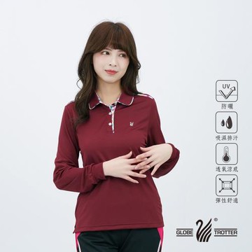 【遊遍天下】女款抗UV吸濕排汗機能POLO長衫GL1016酒紅