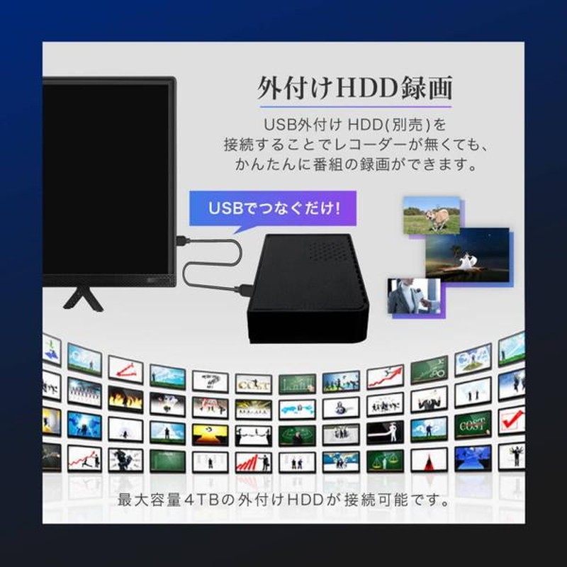 テレビ 24型 マクスゼン MAXZEN 24インチ TV Wチューナー 裏録画 外 