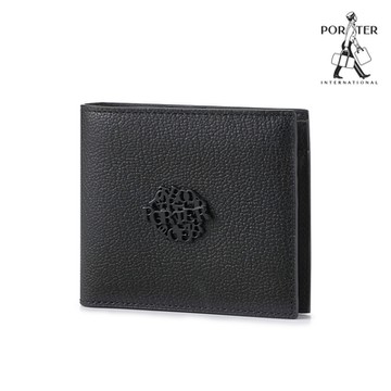 PORTER INTERNATIONAL - 都會尊爵DUKE真皮雙折零錢短夾 - 黑