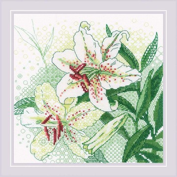 1915 - RIOLIS 黑線刺繡材料包 - 百合花