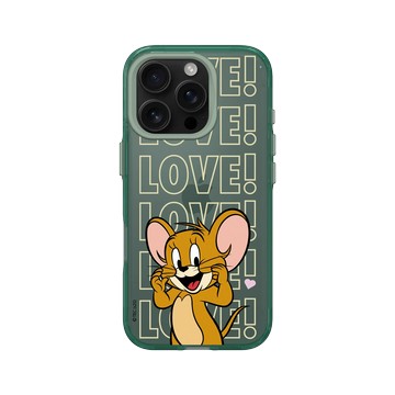 iPhone 16 Pro Clear 憂墨綠 - 湯姆貓與傑利鼠 Tom and Jerry - 傑利鼠愛心