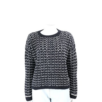 Max Mara Gerusia 鑽飾麻花細節黑白混紡羊毛衫