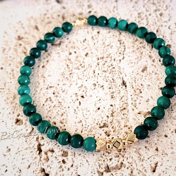 現貨禮盒包裝【莫綠】孔雀石手鍊 旺財防小人・高雅安定