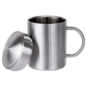 Quasi 柏林二代304不銹鋼口杯 附蓋 400ml  銀色  1個