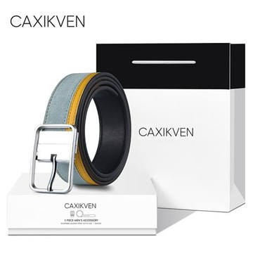 CAXIKVEN 原創簡約風男士皮帶alcantara翻毛皮拼接正反兩用情侶款