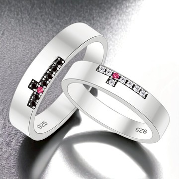 925純銀戒指．十字架．誓約．情人對戒｜客製刻字