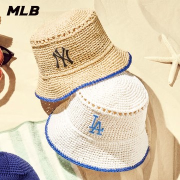 MLB 漁夫帽 編織帽 草帽 道奇/洋基隊 (3AHTR0243-兩款任選)【官方旗艦店】
