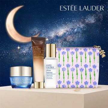幫你打氣UP↑ 美力滿格💪【Estee Lauder 雅詩蘭黛】淨顏透亮保養組(潔顏蜜15ml+原生露15ml+膠原藍霜7ml)｜生日禮物