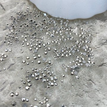 💗台灣出貨💗2000顆白色小圓鑽#美甲小飾品小猴子同款玻璃超閃平底鑽混裝DIY