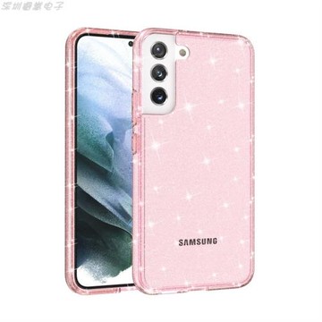 適用三星s21FE透明水晶閃粉手機殼s21超薄PC硬殼s21Ultra全包防摔