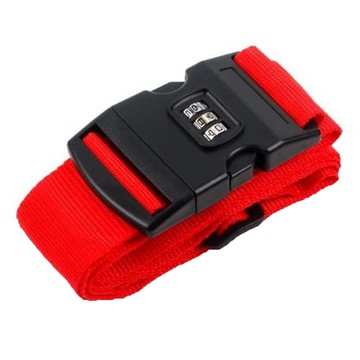 可調式行李箱綁帶 密碼款 PP織帶 可調節100-188cm - 紅色  188 x 5cm