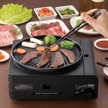 【Iwatani岩谷】日本多功能少煙燒烤磁式瓦斯烤爐-1.0kW-黑色