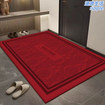【喜氣迎門】入戶門地墊 進門地墊 玄關墊 門墊 地毯 腳墊 防滑耐磨 可裁剪 吸水吸塵 紅色喜慶 適用於大門口