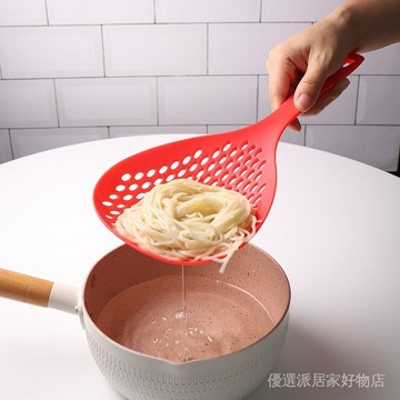 漏勺 耐高温 捞面漏勺 长柄漏网 捞馄饨饺子 塑料漏网勺 一勺撈起很多食物 傢用漏勺撈麵餃子蔬菜不粘鍋耐高溫尼龍大撈勺