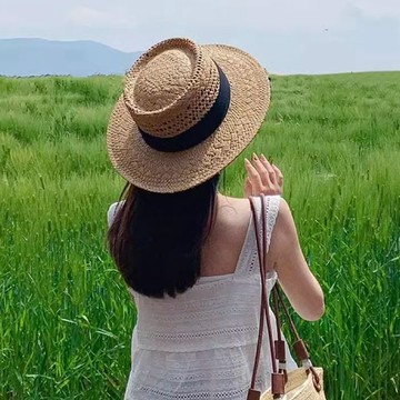 草編帽 法式草帽 平頂帽 草帽 女生帽子 沙灘帽 海邊度假 大帽簷 沙灘帽 旅行帽子 出遊 復古帽 禮帽 遮陽帽 097