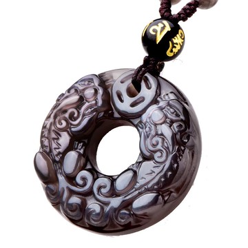 正品黑曜石佛貔貅吊墜平安扣防小人辟邪招財男女情侶吊墜飾品項墜